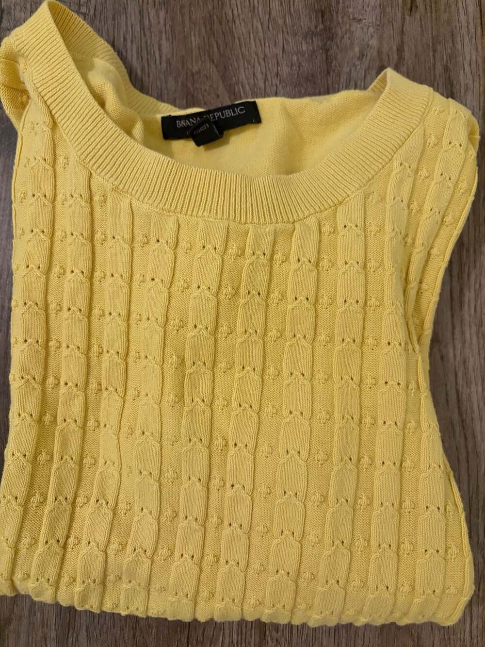 Banana Republic Yellow Cable Knit Crewneck Sweater Size L - Picture 5 of 5